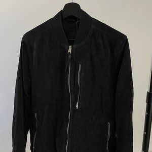 *Sold*All Saints Kemble Suede Bomber Jacket Black